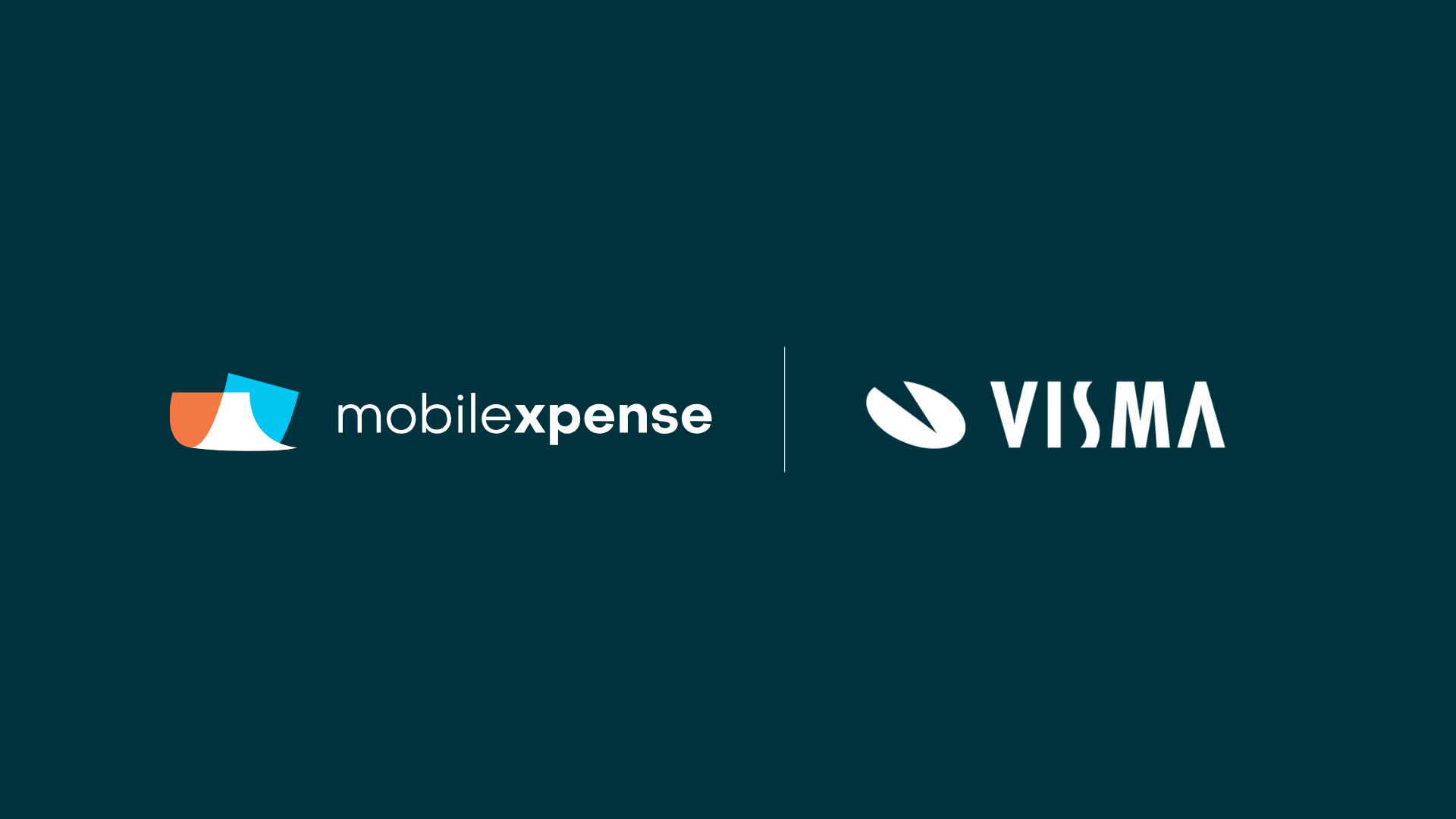 Die Logos von Visma und Mobilexpense nebeneinander symbolisieren die Übernahme und Partnerschaft zur Verbesserung von Ausgabenmanagementlösungen für Unternehmen in ganz Europa.